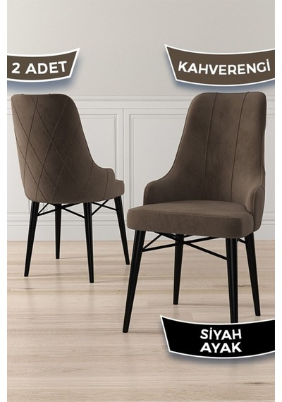 Canisa Neta Serisi, 1.sınıf Babyface Kumaş Sandalye, Siyah Gürgen Ayak, 2 Adet Kahve Sandalye Sandalye Kahverengi Ayakları Siyah