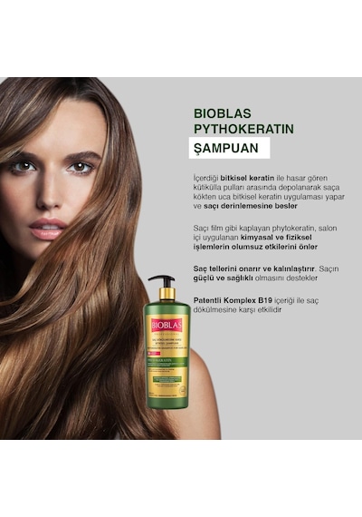Phytokeratin Şampuan Saç Dökülmesine Karşı, Onarıcı & Güçlendirici Etki, Bitkisel Keratin İçerikli, 1000 Ml