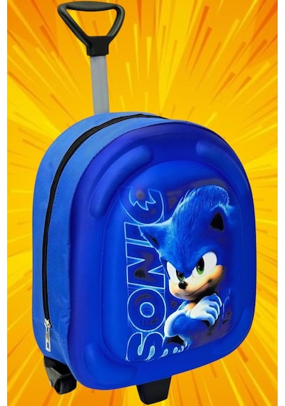 Tezzgelsin Kirpi Sonic 3d Baskılı Çekçekli Anaokulu Kreş 2-6 Yaş Sırt Çantası Ve Okul Çantası MAvi
