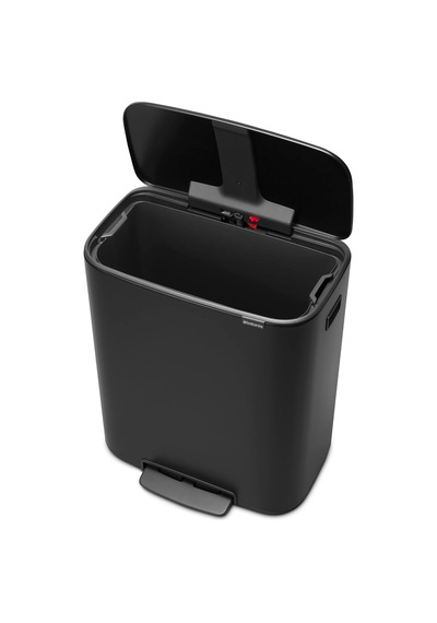 Çöp Kutusu, Çelik Plastik, Mat Siyah, 60l