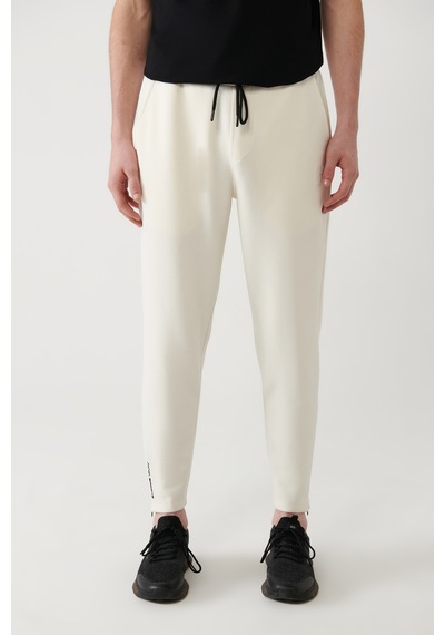 Avva Erkek Ekru Soft Touch Fermuar Paçalı Regular Fit Jogger Eşofman Altı A41y3401 Ekru