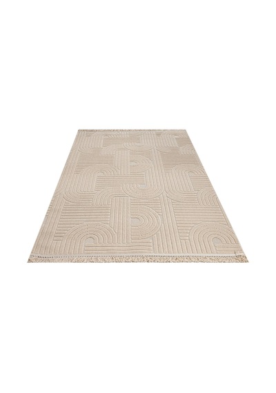 Bespoky Amelie Dizayn Geometrik Modern Salon Halısı Makine Dokuma Bej