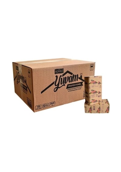 Komili Yuvam Profesyonel Z Katlama Dispenser Havlu 150'li 12 Paket 20 x 24 CM