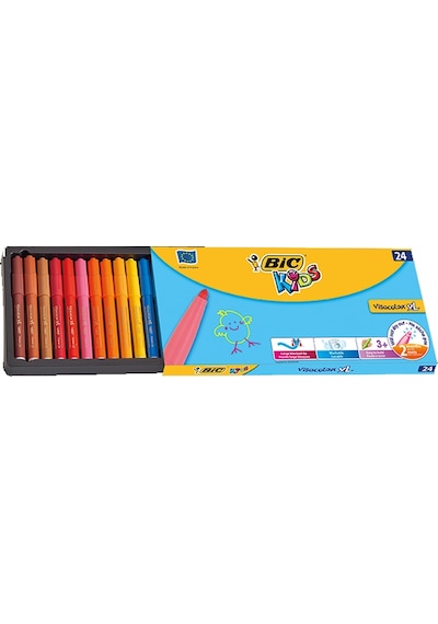 Bic Keçeli Boya Kalemi Visa Jumbo Yıkanabilir 24 Renk 965209