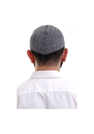 Füme Gri Kışlık Çift Renk Kadife Namaz Takkesi