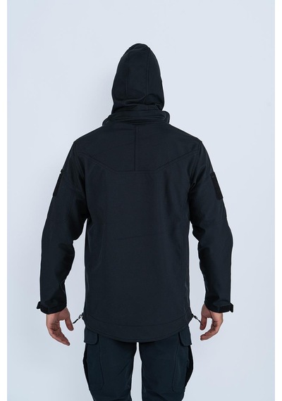 Combat Tactical Tactical Mont Kapüşonlu İçi Astarlı Mevsimlik Softjell Dik Yaka Mont - 307c-770-siyah