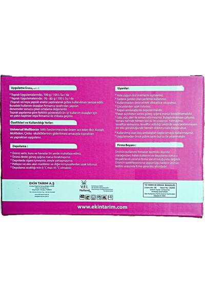 Universal MoliBorZn (250 GR)-Tutturucu-Molibden, Bor, Çinko, Kobalt İçerikli Toz Gübre