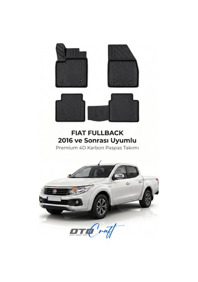 Otocraft Fiat Fullback 2016+ Araca Özel 4d Karbon Oto Paspas Havuzlu Tam Set
