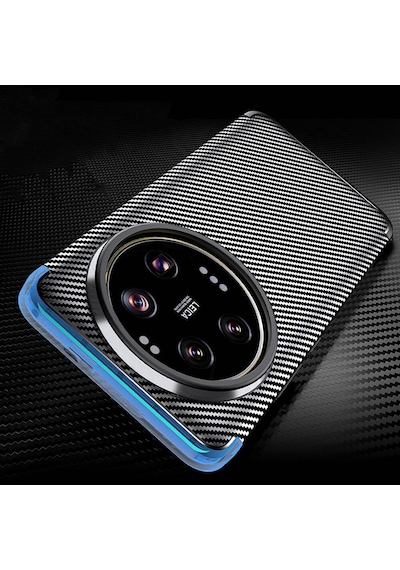 Xiaomi Mi 14 Ultra Kılıf Karbon Görünümlü Silikon Kamera Korumalı Üstün Koruma Pazarplus Siyah