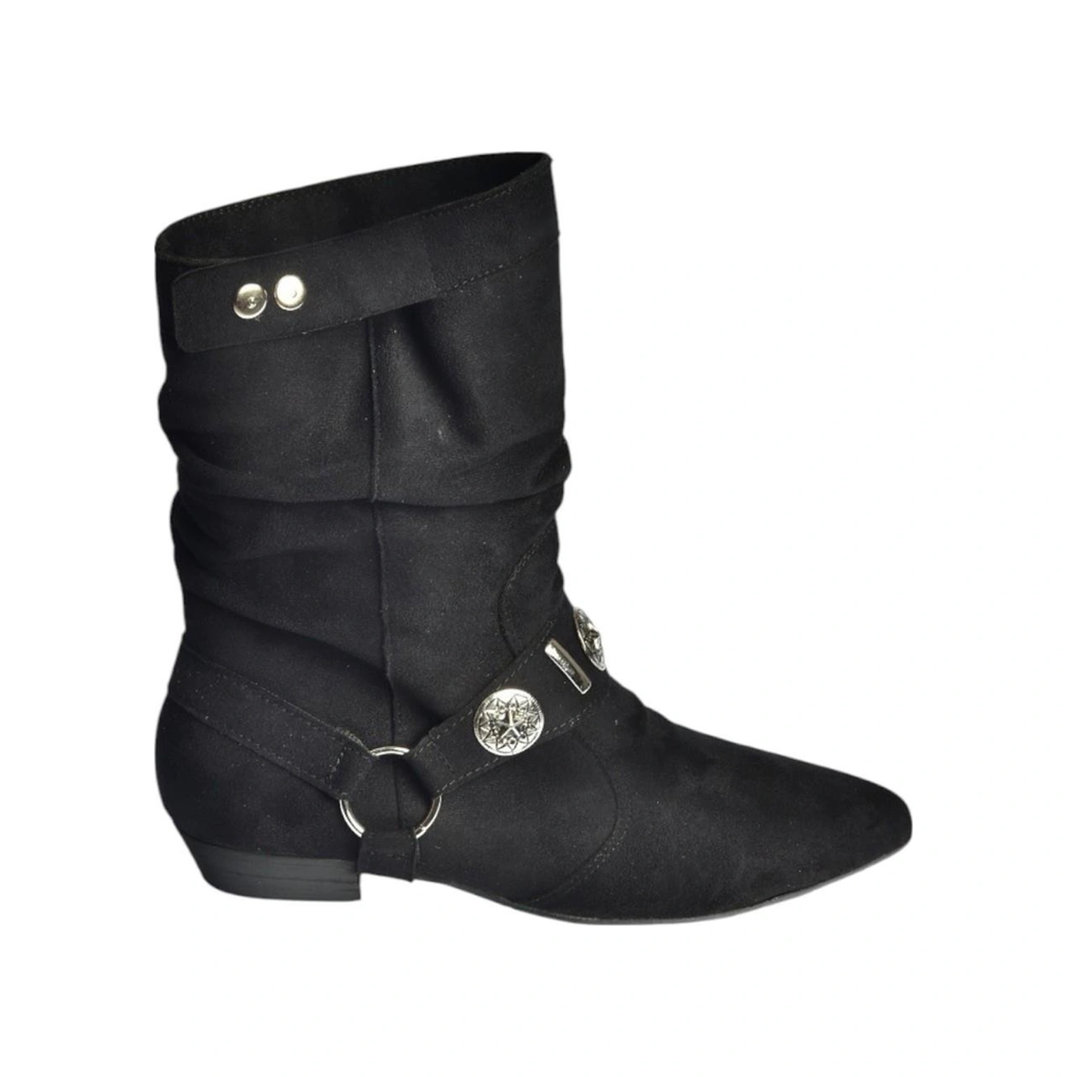 Fox Shoes V380519002 Siyah Süet Düz Tabanlı Rahat Kalıp Kadın Bot Siyah-Süet