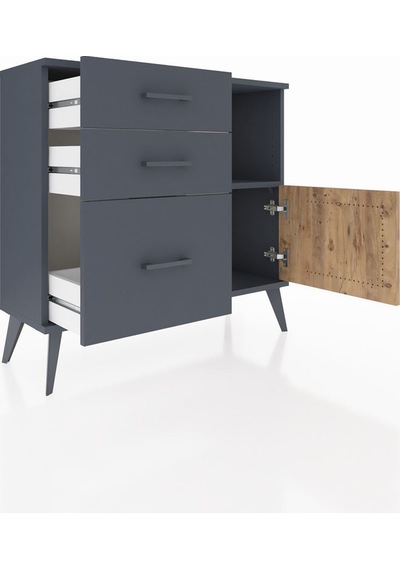 Arges Şifonyer Tek Raflı 3 Çekmeceli Tek Kapaklı 88x30x80 Antrasit-çam/antrasit Çam/antrasit Arges Şifonyer Tek Raflı 3 Çekmeceli Tek Kapaklı 88x30x80 Antrasit-çam/antrasit Çam/antrasit