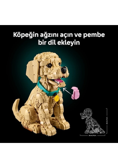 LEGO® Icons Yavru Golden Retriever 11384 - Yetişkinler için Dekoratif Hayvan Figürü Yapım Seti (2102 Parça)