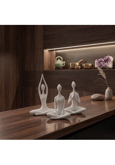 12 Cm 3 Lü Yoga Figürü Biblo Seti Modern Ev Dekoru Tv Ünitesi Ve Raf Aksesuarı Beyaz