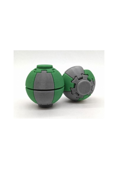 Alvera Press Küresi 3d Baskı Dönüşen Mekanik Fidget Stres Oyuncağı-gri-yeşil
