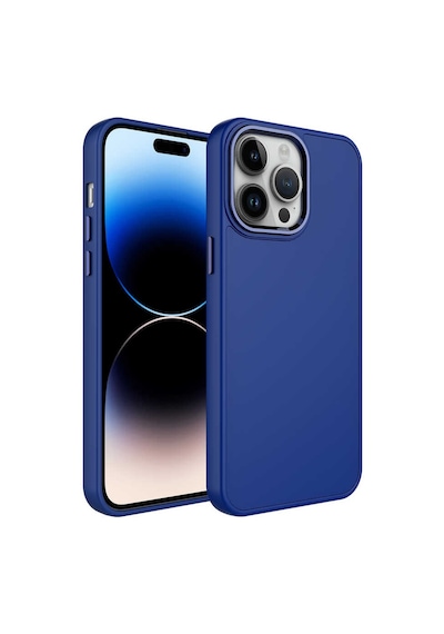 Apple Uyumlu iPhone 13 Pro Max Metal Çerçeve Ve Buton Tasarımlı Silikon Luna Kılıf Lacivert