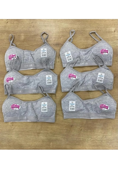 Dondeza 6'lı Paket Askılı Pedli Düz Büstiyer Karışık Renk Gri