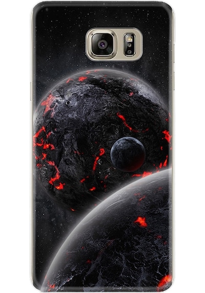 Samsung Uyumlu Galaxy S7 Kılıf Silikon Desenli Kara Dünya 1902
