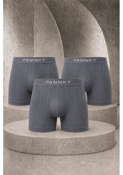 Fit Women Erkek Casual Comfort Günlük 3 Lü Gri Boxer