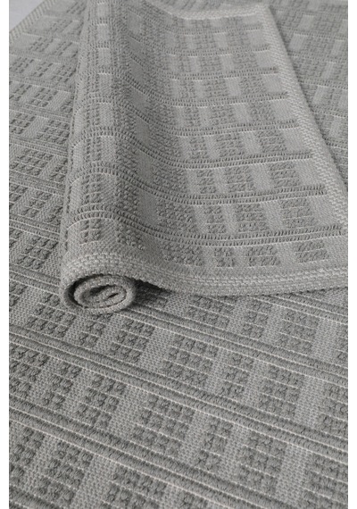 Naturel Pamuklu Kilim Yıkanabilir Banyo Paspası Halısı 2'li Klozet Takımı 60x100-50x60cm Gri