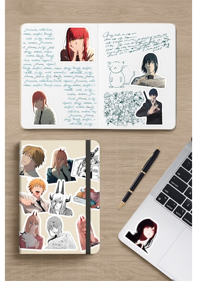 Chainsaw Man Anime Sticker Paketi 25 Adet Çok Renkli