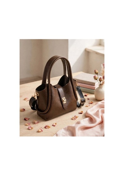 Names Bag Kilitli Tek Saplı Kadın Mini El Ve Omuz Çantası Kahverengi Kahverengi