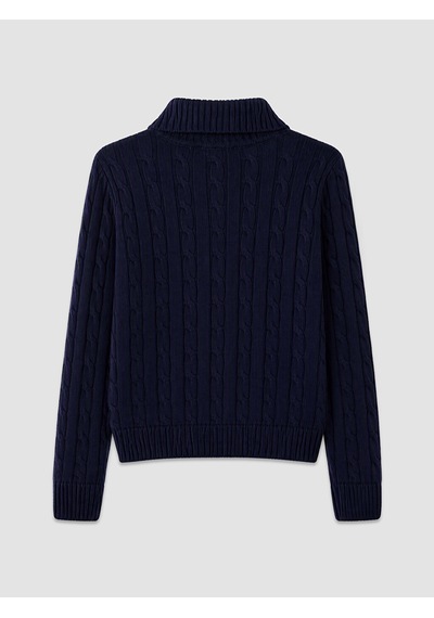 Lcw Modest Lacivert Polo Yaka Desenli Kadın Triko Kazak