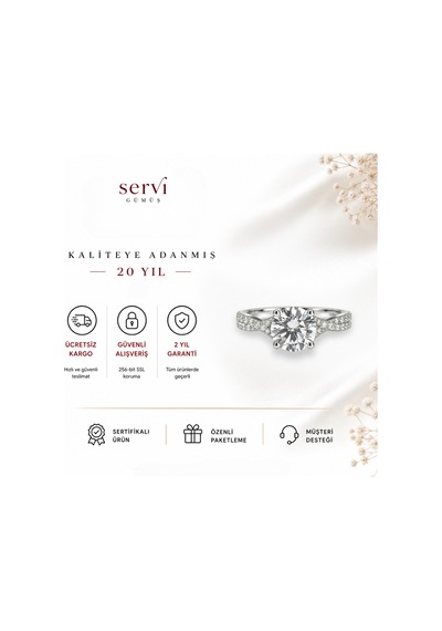 Servi 925 Ayar Gümüş Infinity Çapraz Bantlı Tektaş Yüzük-500
