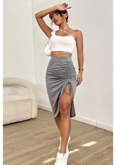 Moda Dua Kadın Beyaz Tek Omuzlu Çapraz Askılı Crop Top Büstiyer