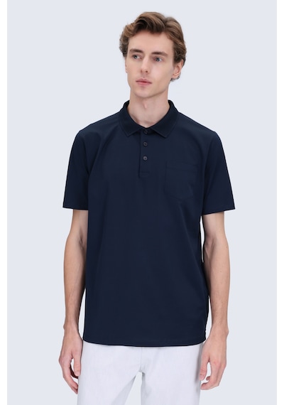 Hatemoğlu Lacivert Regular Fit 100% Pamuk Polo Yaka Merserize Tişört