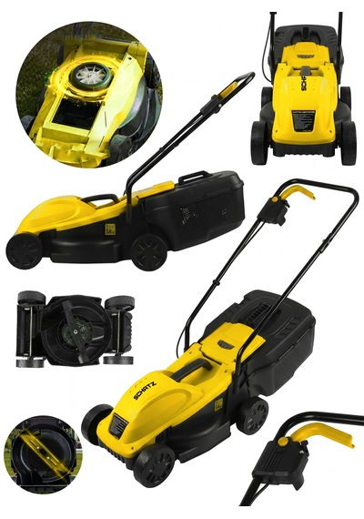 Schatz 1200w Elektrikli Bakır Sargılı Tekerlekli Çim Biçme Makinesi Sarı 30 Litre Toplama Torbalı