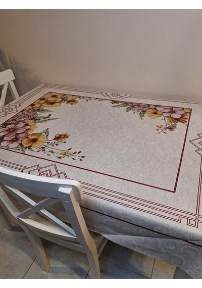 Dora Pano Elyaf Tabanlı Pvc Muşamba - Desenli Silinebilir 120 X 155 Hazır Masa Örtüsü Kmp38 Bordo