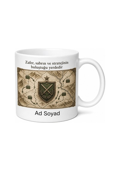 Strateji Oyunu Severlere Ordu Komutanı Harita Üzerinde Zafer Temalı Kupa Bardak Hediye Beyaz / Çok Renkli