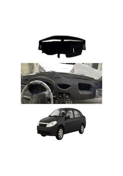 Renault - Symbol Airbagsiz 1999-2008 Uyumlu Torpido Koruma Kılıfı - Siyah Şeritli