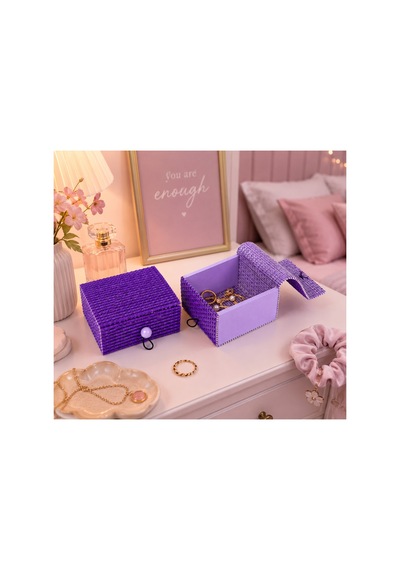 Doğal Bambu Takı Kutusu 9x9x5,5 Cm Midi Boy Dekoratif Çok Amaçlı Takı, Hediye Kutusu
