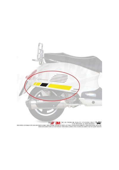 Bay Etiket Sts10 Mat Sari Sıyah Vespa Gts250/300 Yan Cita Seti