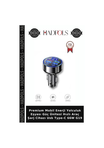 Premium Mobil Enerji Yolculuk Eşyası Güç Ünitesi Hızlı Araç Şarj Cihazı Usb Type-c 66w G19