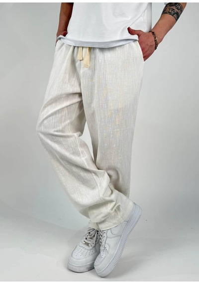 Zaee Keten Baggy Pantolon Beyaz