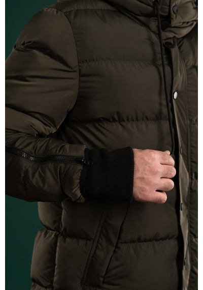 Sir Regular Fit Kapşonlu Astarlı Uzun Kalın Şişme Mont 001