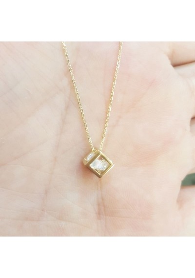 Sembolgold Altın Tektaş Kolye Küre Tasarım Sarı Altın Klb-0376