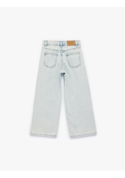 Koton Pamuklu Cepli Geniş Paça Denim Pantolon Lıght Indıgo 6skg40024ad Açık Mavi