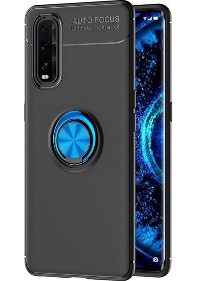 Gld-spt- Newface Oppo Find X2 Kılıf Range Yüzüklü Silikon - Siyah-mavi