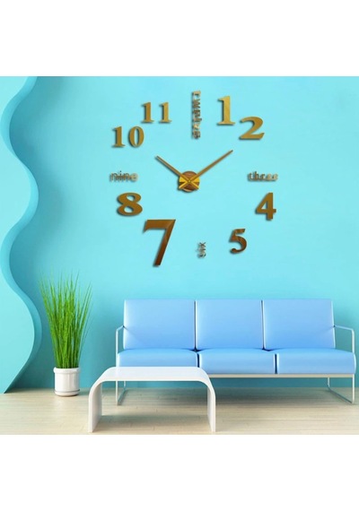 Modern Nesil Dıy 3D Dekoratif Büyük Boy Sticker Duvar Saati (399547373)