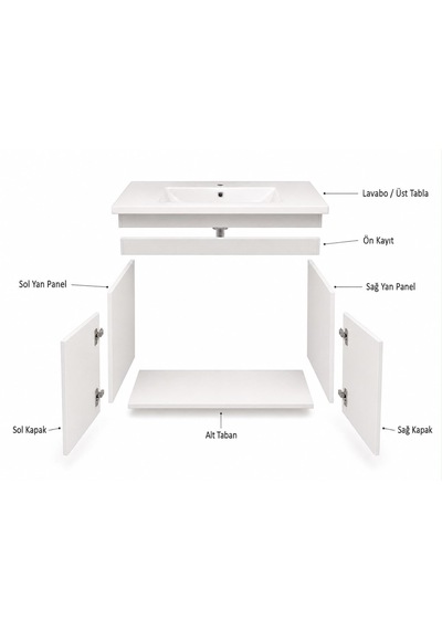 Modern 80 Cm Beyaz Mdf Hilton Aynalı Seramik Lavabolu Banyo Dolabı Takımı Alt Ve Üst Dolaplı Modern 80 Cm Beyaz Mdf Hilton Aynalı Seramik Lavabolu Banyo Dolabı Takımı Alt Ve Üst Dolaplı