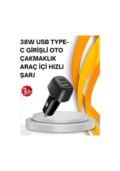 Kompakt - 349 - Tasarımlı Type-c + Usb Girişli Araç - Csmo-tex - Şarj Başlığı
