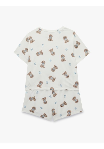 Koton Köpek Baskılı Rahat Kesim Köpek Baskılı Şortlu Pijama Takımı Bej Desenli 6slk40122mk Ekru Koton Köpek Baskılı Rahat Kesim Köpek Baskılı Şortlu Pijama Takımı Bej Desenli 6slk40122mk Ekru