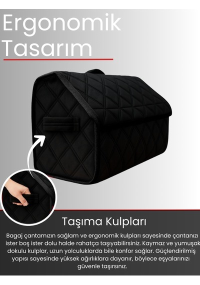 Araç Bagaj Düzenleyici Organizer Tay Tüyü Kaymaz Cırt Bantlı Geniş Hacimli Çanta A3