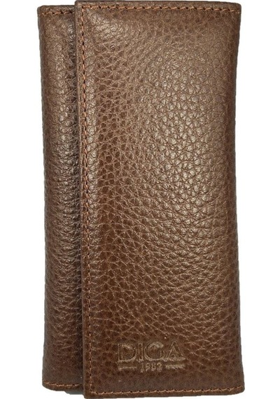 Hakiki Deri Organizer Dikey Anahtarlık Taba Bronz