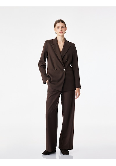 Koton Viskon Karışımlı Düğme Detaylı Uzun Kollu Kruvaze Yaka Blazer Ceket Kahverengi 7wak50011uw Kahve Koton Viskon Karışımlı Düğme Detaylı Uzun Kollu Kruvaze Yaka Blazer Ceket Kahverengi 7wak50011uw Kahve