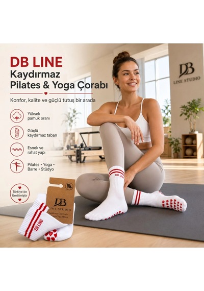 Genel Db Lıne Kaydırmaz Yoga Pilates Çorabı 8'li Pamuklu Silikon Taban, Barre S Beyaz / 36-40 / 8 Adet Genel Db Lıne Kaydırmaz Yoga Pilates Çorabı 8'li Pamuklu Silikon Taban, Barre S Beyaz / 36-40 / 8 Adet