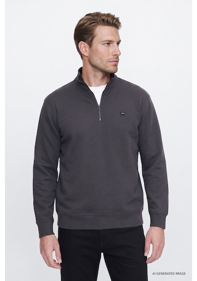 Wrangler Pamuklu Selanik Regular Fit Fermuarlı Erkek Sweatshirt W2620081035 Antrasit